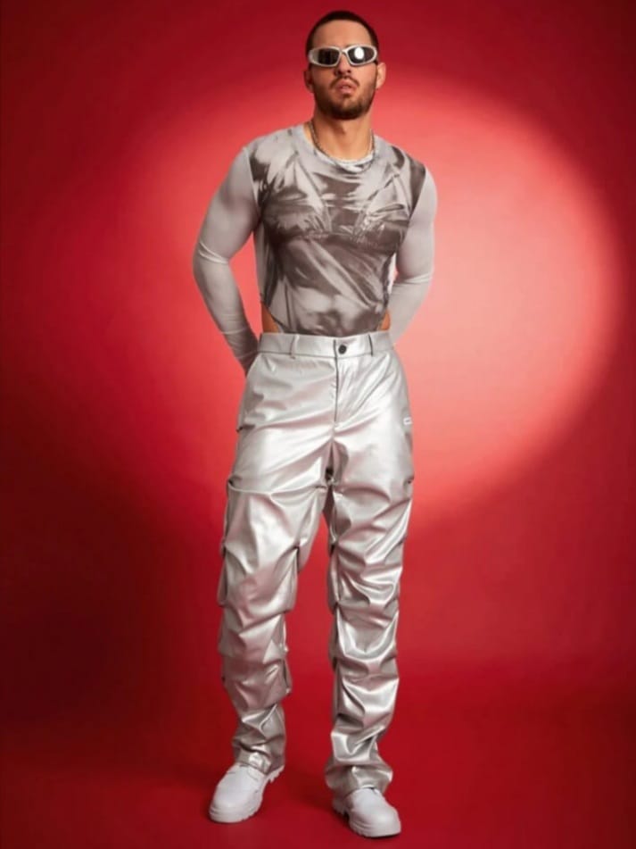 Men's Digital Print Tight Fitting Long Sleeve Bodysuit